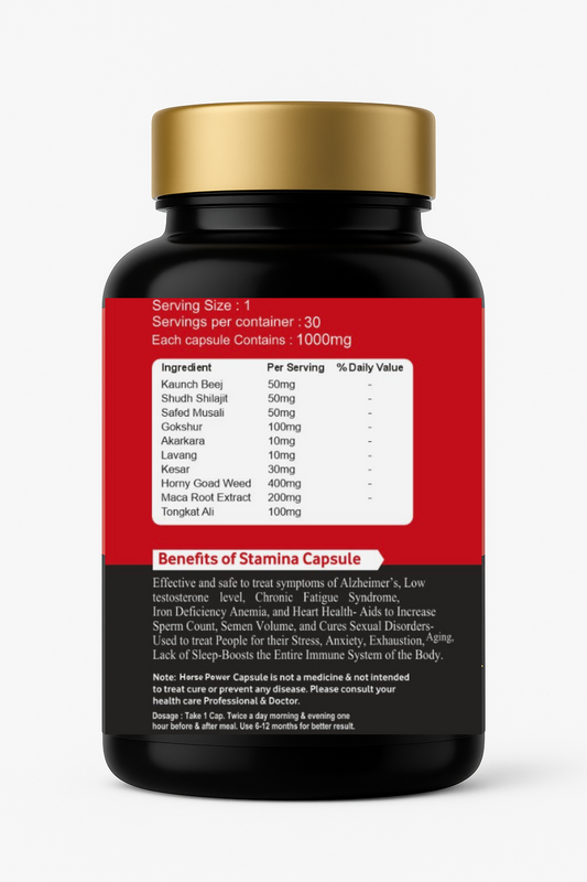 BharatBiotek Horse Power Capsule |
Premium Ayurvedic Stamina Booster for Men – 30 Capsules